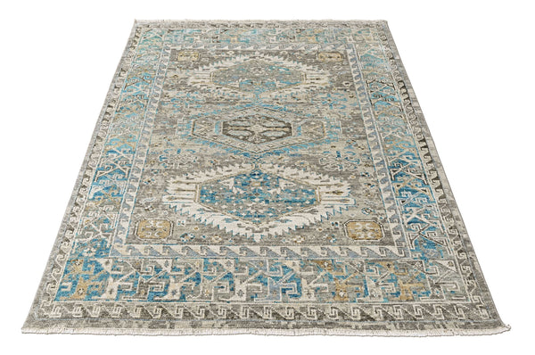 8x10 Gray, Aqua, Blue Color Hand Knotted Oushak Wool  Oriental Rug