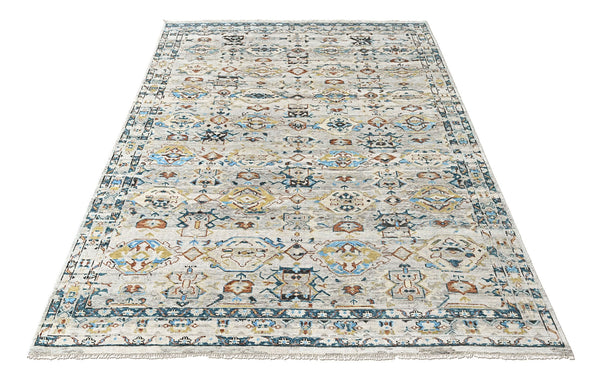9x12 Slate, Gray, Aqua Color Hand Knotted Oushak Wool Transitional Oriental Rug