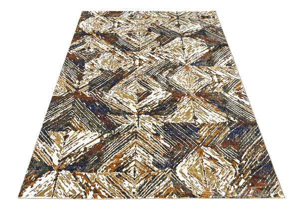 9x12 Ivory, Gold, Blue Color Power Loom Oushak Wool Modern Oriental Rug