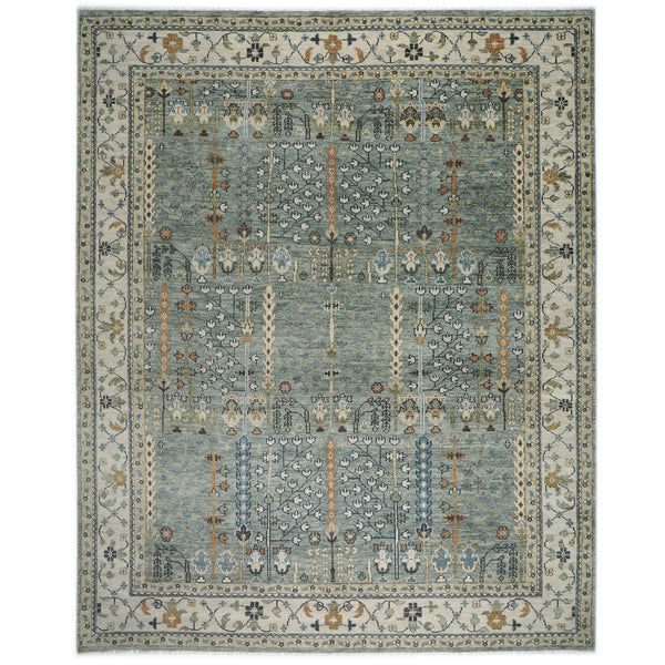 12x15 Celadon, Beige, Green Color Hand Knotted Oushak Wool Transitional Oriental Rug