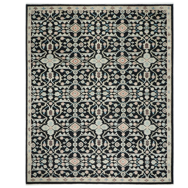 12x15 Black, Beige, Rose Color Hand Knotted Oushak Wool Transitional Oriental Rug