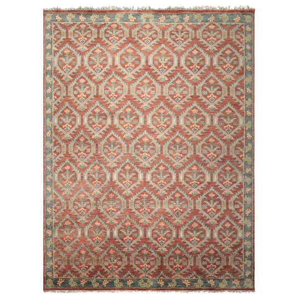 9x12 Rose, Slate, Taupe Color Hand Knotted Oushak Wool Transitional Oriental Rug