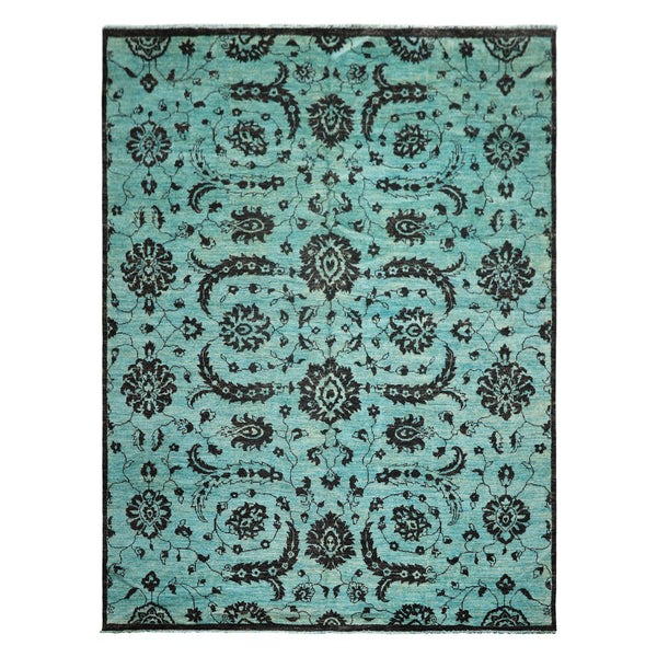 9x12 Turquoise, Dark Chocolate, Color Hand Knotted Oushak Wool Traditional Oriental Rug