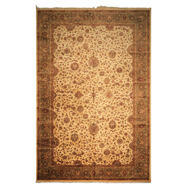 12x18 Ivory, Sage, Rust Color Hand Knotted Agra New Zealand Wool Traditional Oriental Rug