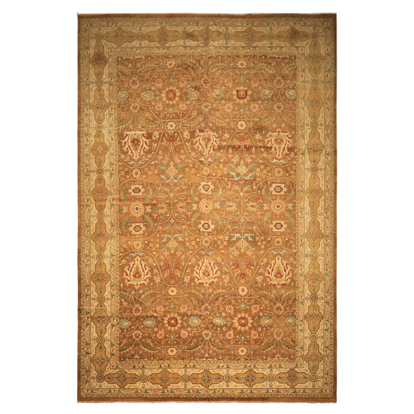 12x18 Caramel, Gold, Beige Color Hand Knotted Oushak Wool Traditional Oriental Rug