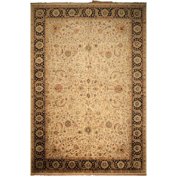 12x18 Beige, Black, Rust Color Hand Knotted Agra New Zealand Wool Traditional Oriental Rug