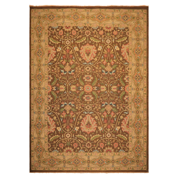 9x12 Brown, Taupe, Green Color Hand Knotted Soumak Wool Transitional Oriental Rug