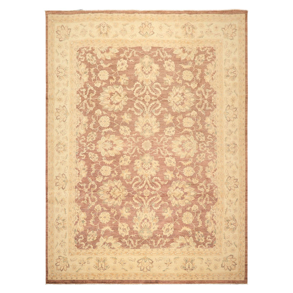 9x12 Taupe, Ivory, Tan Color Hand Knotted Chobi Peshawar Wool Transitional Oriental Rug