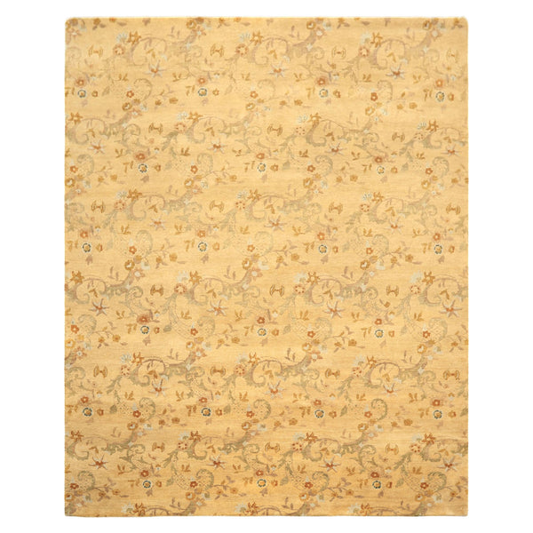 8x10 Light Gold, Gray, Caramel Color Hand Woven Oushak Wool Transitional Oriental Rug