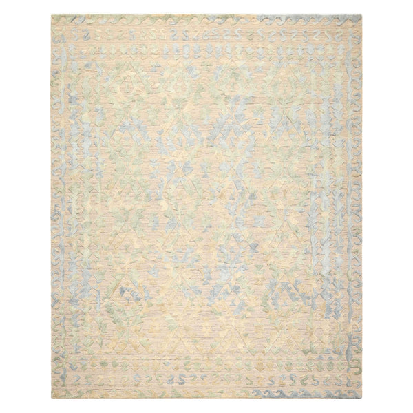 8x10 Taupe, Green, Blue Color Hand Knotted Soumak Wool Modern & Contemporary Oriental Rug