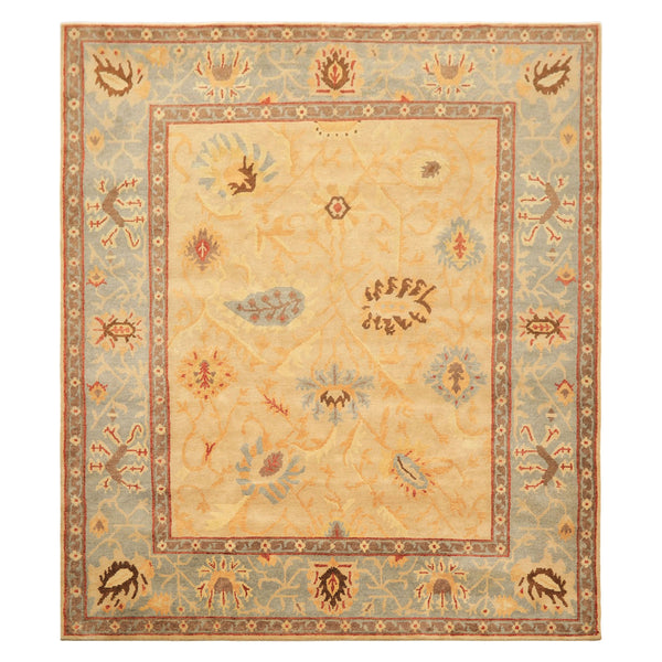 8x10 Beige, Slate, Rust Color Hand Knotted Tibetan Wool Traditional Oriental Rug