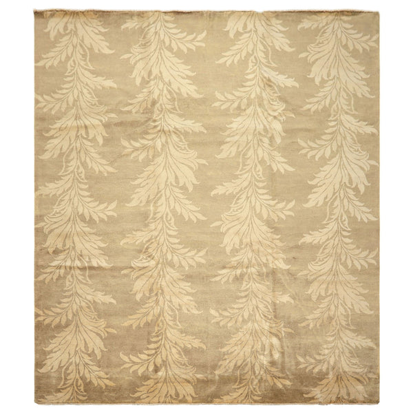 8x10 Moss, Beige, Color Hand Knotted Tibetan Wool Transitional Oriental Rug