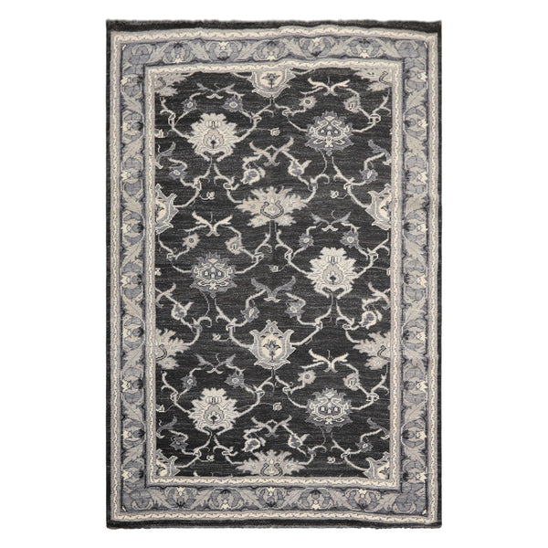 6x9 Charcoal, Gray, Graphite Color Hand Knotted Oushak Wool Traditional Oriental Rug