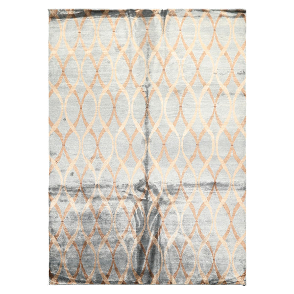 6x9 Slate, Brown, Tan Color Hand Loomed Tibetan Viscose Modern & Contemporay Oriental Rug