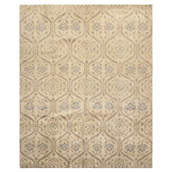 8x10 Gray, Taupe, Slate Color Hand Knotted Tibetan Wool Transitional Oriental Rug