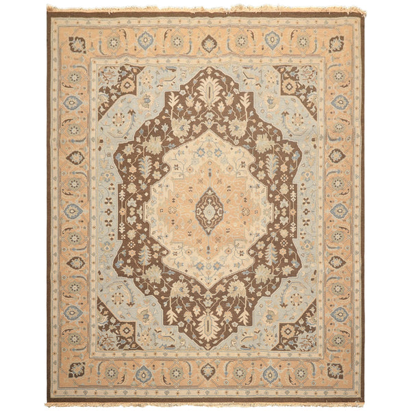 8x10 Peach, Brown, Mint Color Hand Knotted Soumak Wool Traditional Oriental Rug
