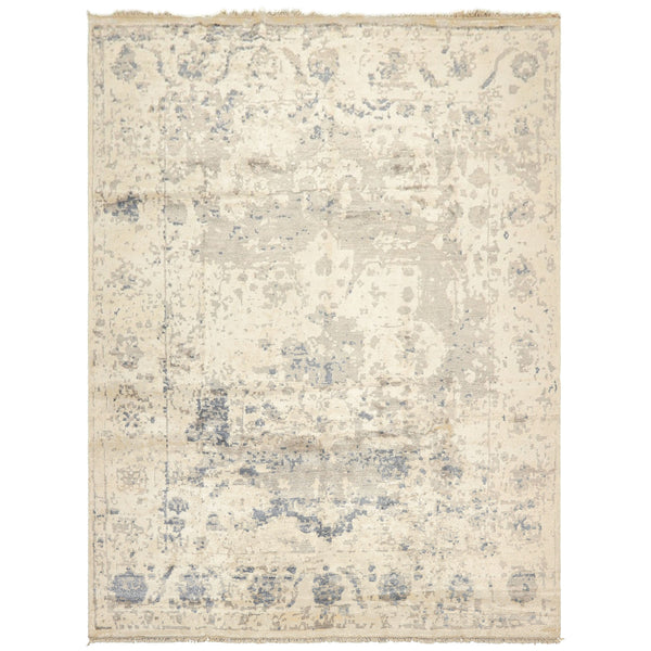 9x12 Taupe, Ivory, Gray Color Hand Knotted Oushak Bamboo Silk Transitional Oriental Rug
