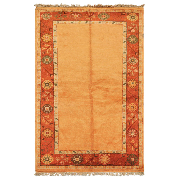 5x8 Peach, Burnt Orange, Mint Color Hand Knotted Gabbeh Wool Traditional Oriental Rug