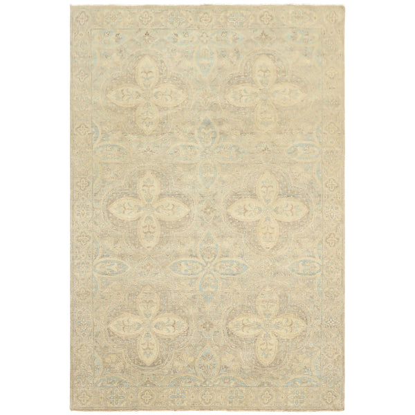 6x9 Beige, Gray, Taupe Color Hand Knotted Oushak Wool Transitional Oriental Rug
