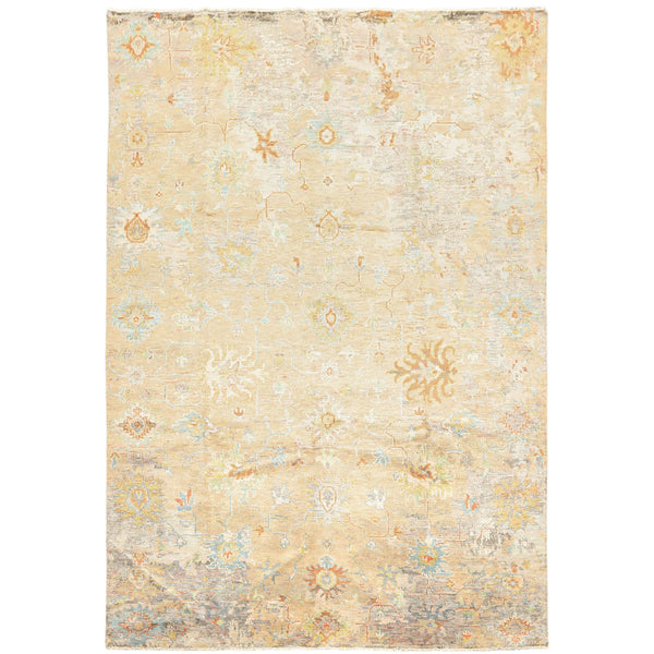 6x9 Beige, Aqua, Taupe Color Hand Knotted Sherpa Viscose Modern & Contemporary Oriental Rug