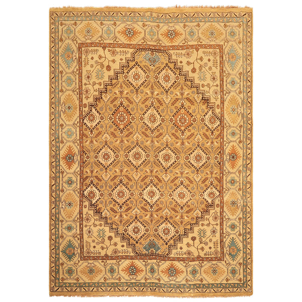 8x10 Caramel, Beige, Brown Color Hand Knotted Oushak Wool Transitional Oriental Rug