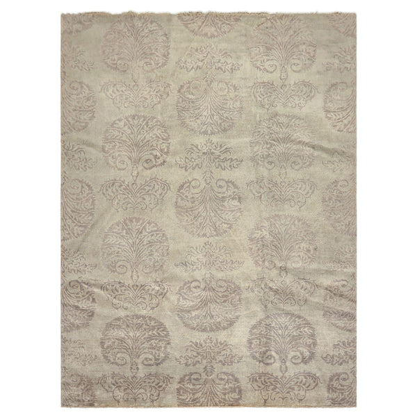 9x12 Gray, Taupe, Color Hand Knotted Oushak Wool Transitional Oriental Rug