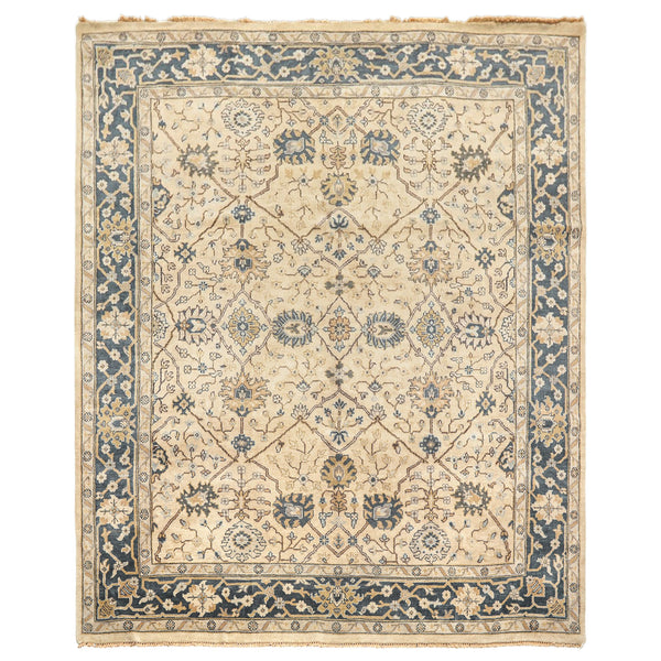 8x10 Beige, Slate, Gray Color Hand Knotted Oushak Wool Transitional Oriental Rug