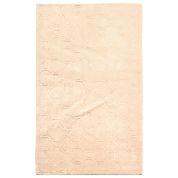 5x8 Tone on Tone Beige, , Color Hand Loomed Tibetan Wool Modern & Contemporary Oriental Rug