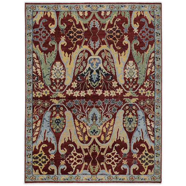 LoomBloom 9x12 Wine Mint Oushak Arts & Crafts Wool Hand Knotted Oriental Area Rug