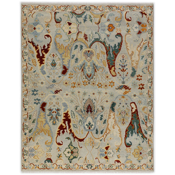 LoomBloom Multi Size Mint Gray Oushak Arts & Crafts Wool Hand Knotted Oriental Area Rug