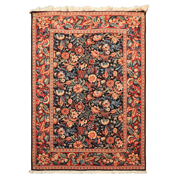 4x6 Midnight Blue, Burnt Orange, Ivory Color Machine Made Persian New Zealand Wool Traditional Oriental Rug