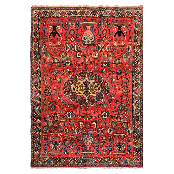 6x9 Rose, Peach, Gray Color Hand Knotted Tabriz Wool Traditional Oriental Rug