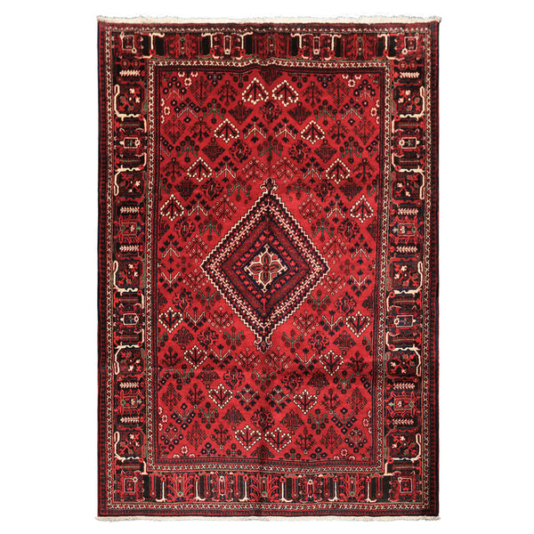 7x10 Burgundy, Charcoal, Ivory Color Hand Knotted Meimeh Wool Traditional Oriental Rug