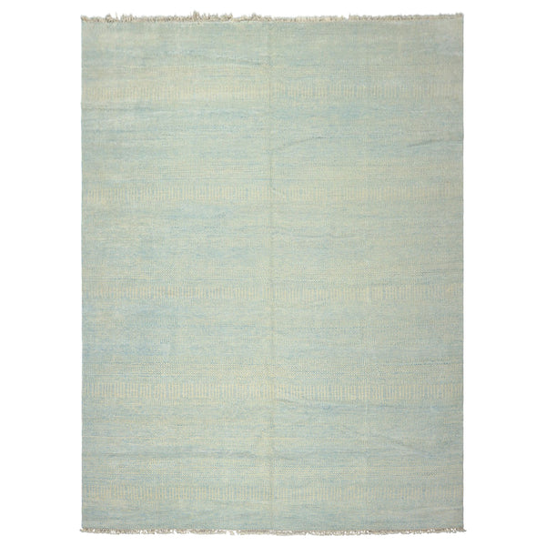 9x12 Ivory, Aqua, Color Hand Knotted Tibetan Wool & Silk Modern & Contemporary Oriental Rug