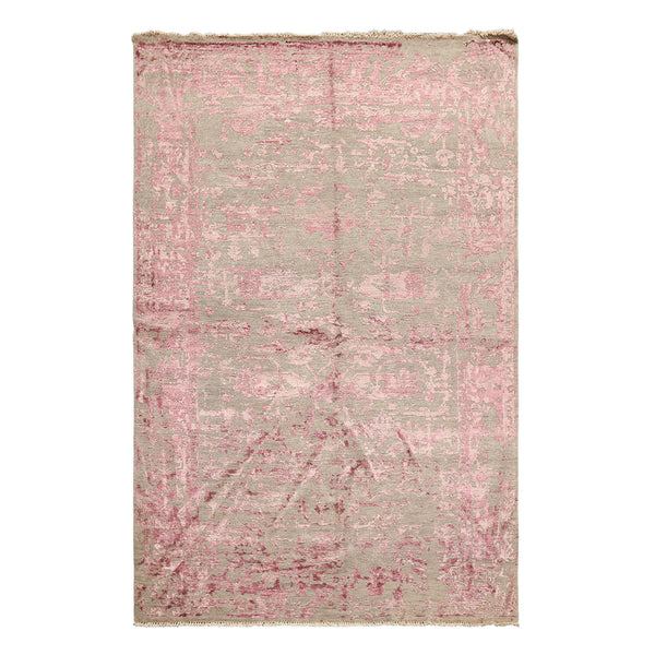 6x9 Moss, Pink, Color Hand Knotted Oushak Wool Modern & Contemporary Oriental Rug