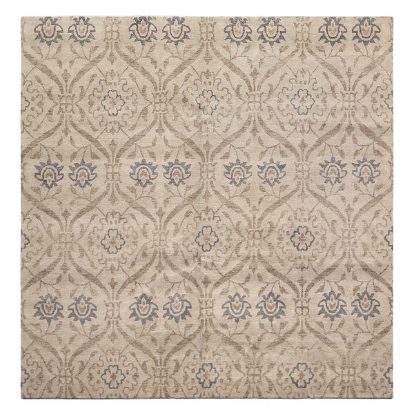 8' Square Gray, Slate, Taupe Color Hand Knotted Tibetan Wool Transitional Oriental Rug