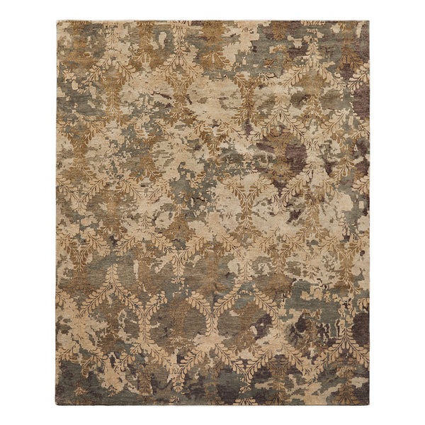 8x10 Beige, Gray, Tan Color Hand Knotted Tibetan Wool Transitional Oriental Rug