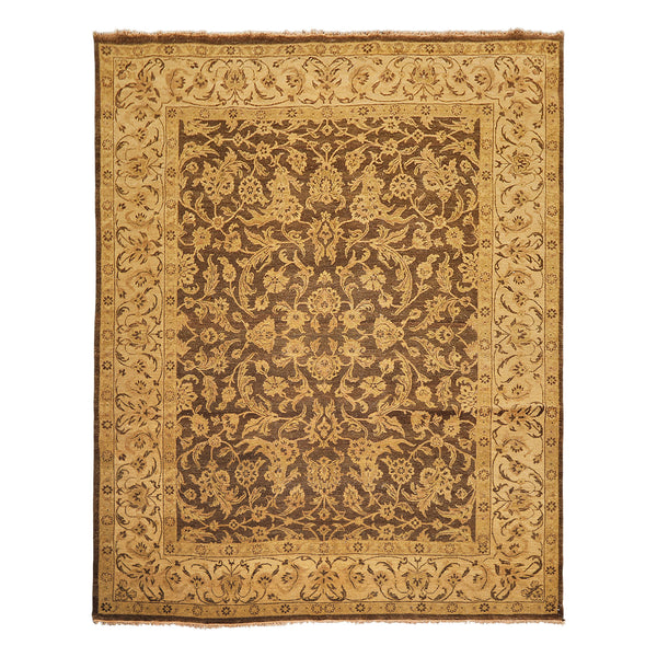 8x10 Brown, Beige, Gold Color Hand Knotted Oushak Wool Traditional Oriental Rug