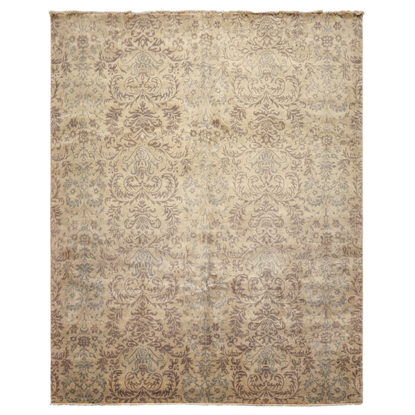 8x10 Beige, Tan, Taupe Color Hand Knotted Oushak Wool Transitional Oriental Rug