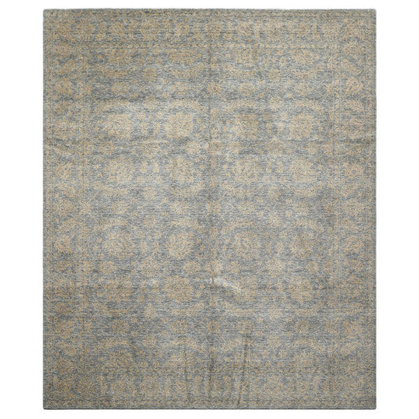 8x10 Aqua, Tan, Color Hand Loomed Tibetan Wool Transitional Oriental Rug
