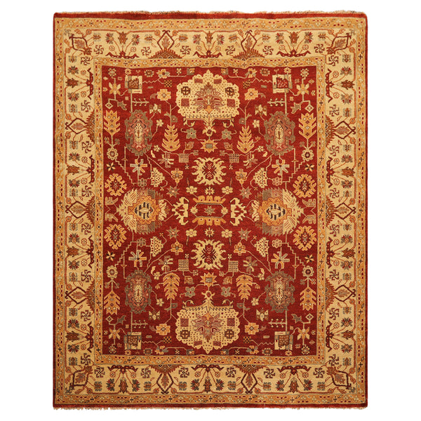 8x10 Rust, Light Gold, Caramel Color Hand Knotted Oushak Wool Traditional Oriental Rug