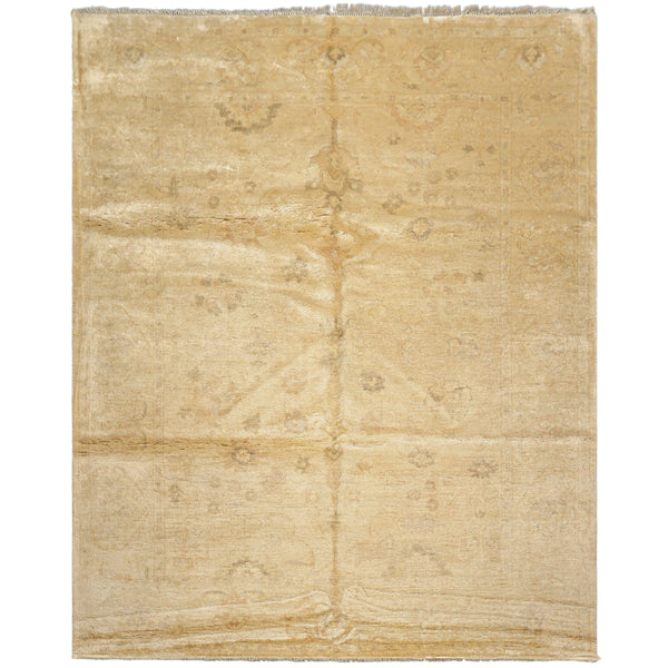 8x10 Beige, Gray, Tan Color Hand Knotted Oushak Wool Transitional Oriental Rug