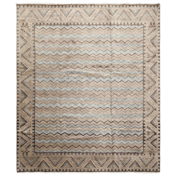 8x10 Taupe, Brown, Slate Color Hand Knotted Oushak Wool Modern & Contemporary Oriental Rug