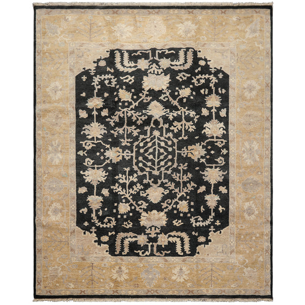 8x10 Black, Caramel, Taupe Color Hand Knotted Oushak Wool Traditional Oriental Rug