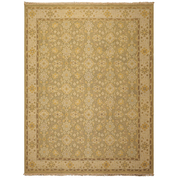 8x10 Lime, Beige, Mocha Color Hand Knotted Soumak Wool Traditional Oriental Rug