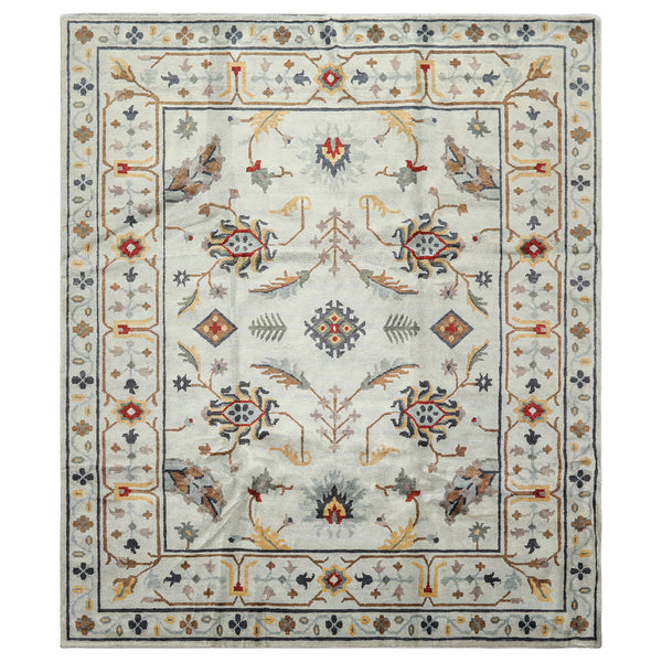 8x10 Blue, Light Gold, Blush Color Hand Knotted Tibetan New Zealand Wool Traditional Oriental Rug