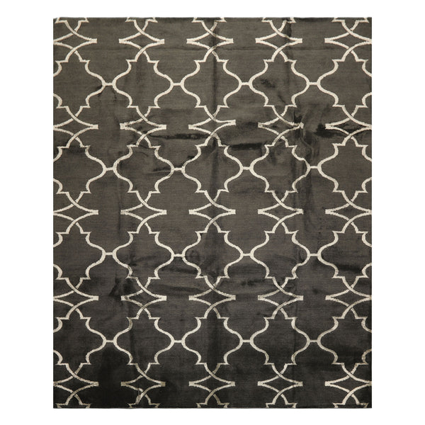 8x10 Charcoal, Gray, Color Hand Loomed Tibetan Wool Transitional Oriental Rug