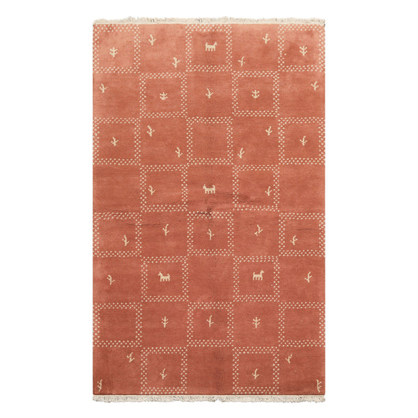 5x8 Blush, Ivory, Color Hand Knotted Gabbeh Wool Modern & Contemporary Oriental Rug