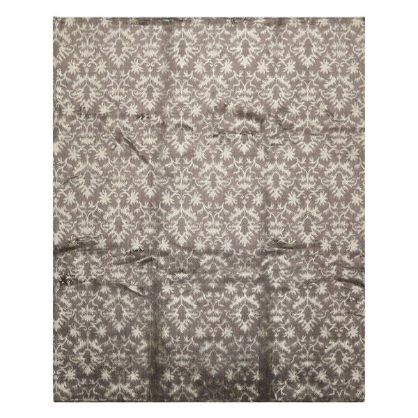 8x10 Gray, Moss, Color Hand Loomed Tibetan Wool & Bamboo Silk Transitional Oriental Rug