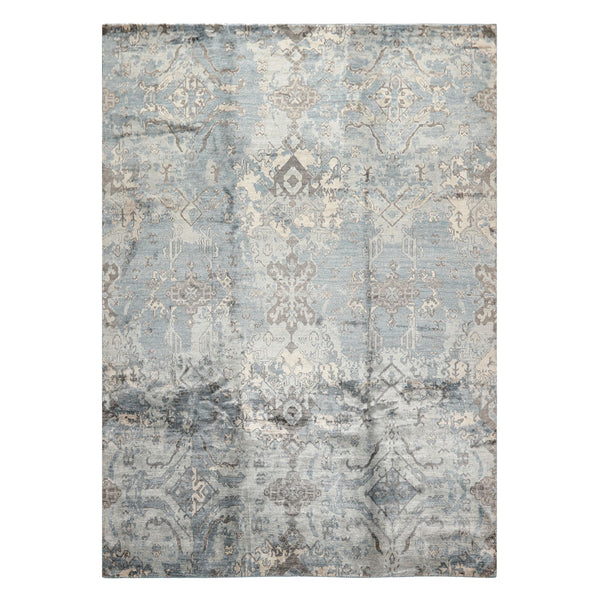 8x10 Slate, Blue, Gray Color Hand Knotted Sherpa Bamboo Silk Modern & Contemporary Oriental Rug